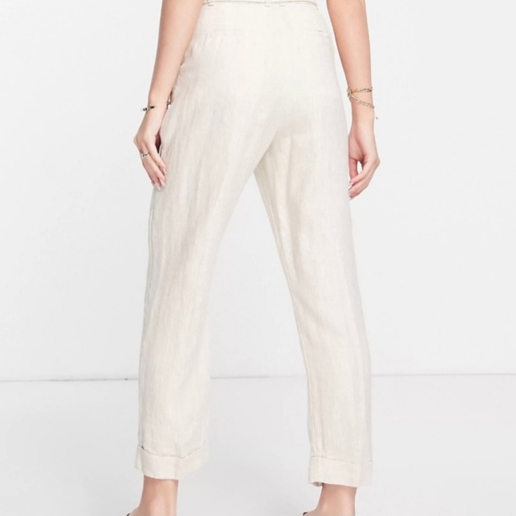 & other stories Linen belted pants, pale beige, size 6 - Picture 7 of 9